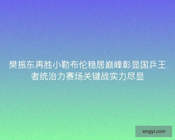 樊振东再胜小勒布伦稳居巅峰彰显国乒王者统治力赛场关键战实力尽显