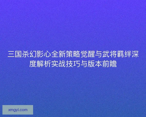 三国杀幻影心全新策略觉醒与武将羁绊深度解析实战技巧与版本前瞻