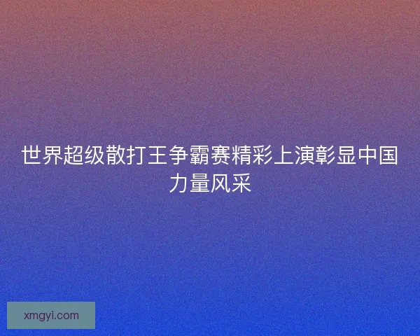 世界超级散打王争霸赛精彩上演彰显中国力量风采