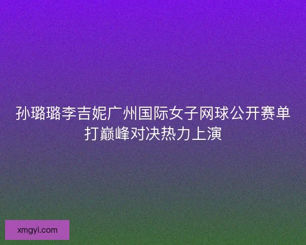孙璐璐李吉妮广州国际女子网球公开赛单打巅峰对决热力上演
